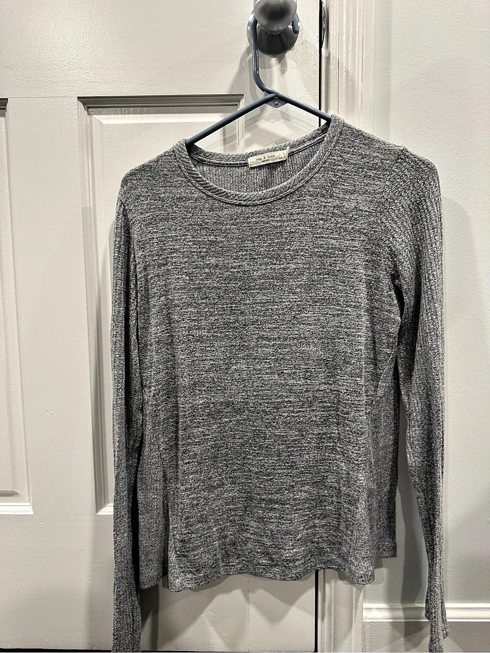 rag & bone The Essential Rib Long Sleeve Gray Long Sleeve Top